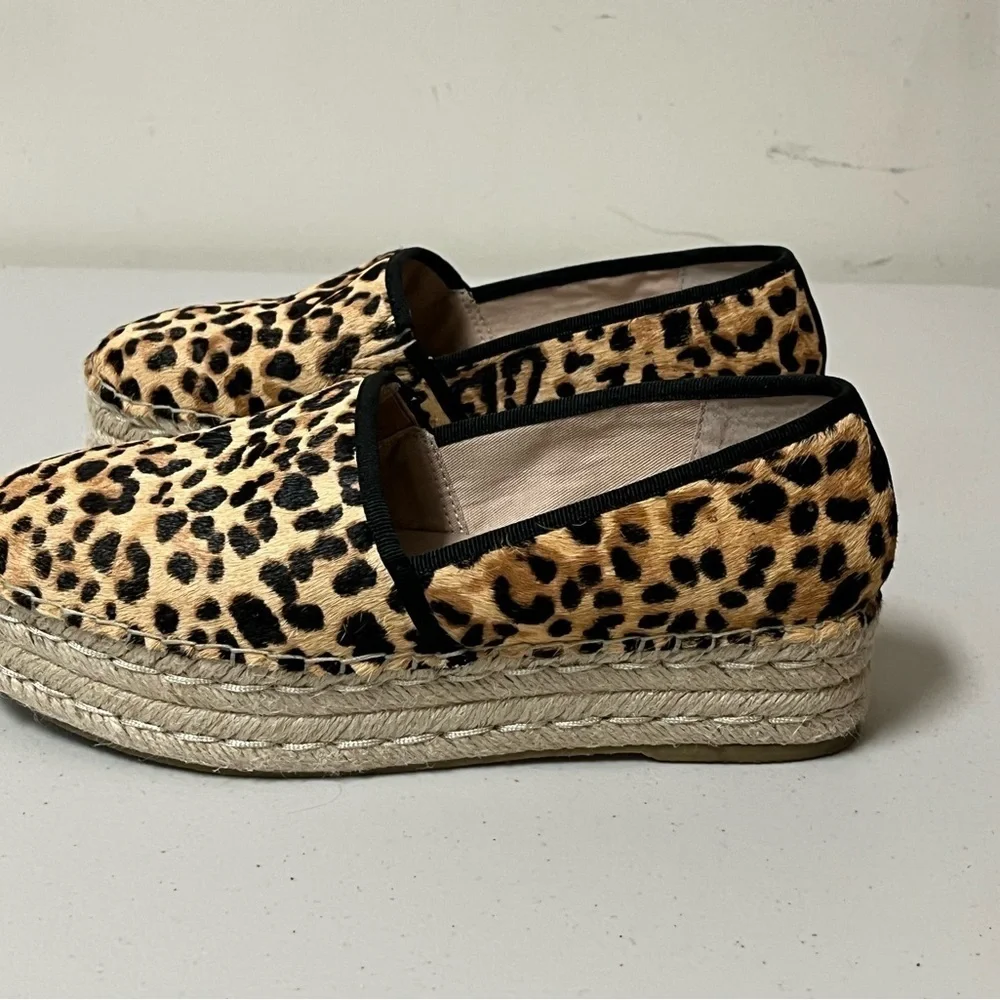 Steve Madden Alexia Leopard Print Calf Hair Platform Espadrille Flat size 9.5M